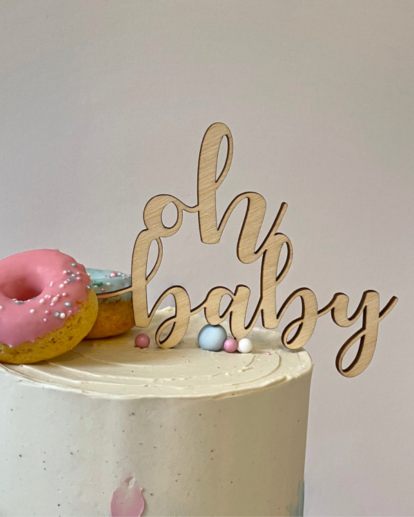 Holz Cake Topper - "oh baby"